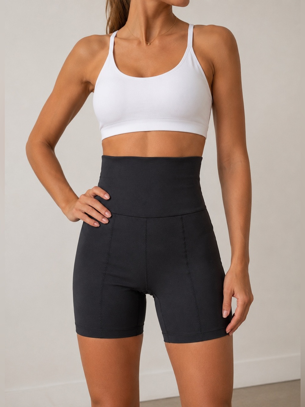 NUX Super High Waisted Contour Black Bike Shorts